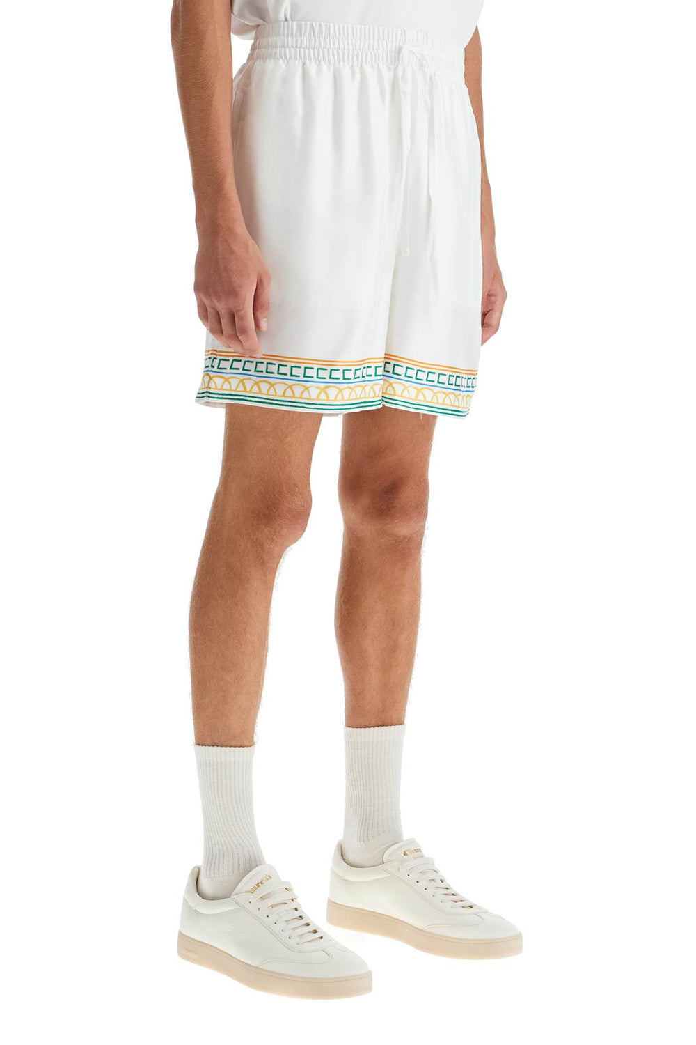 Casablanca Crayon Temple Tennis Club Silk Bermuda Shorts