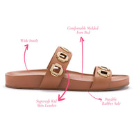 Larroude Milan Slide In Caramel Leather