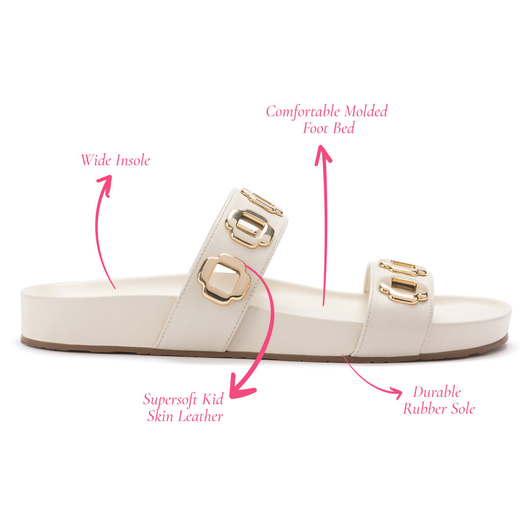 Larroude Milan Slide In Ivory Leather