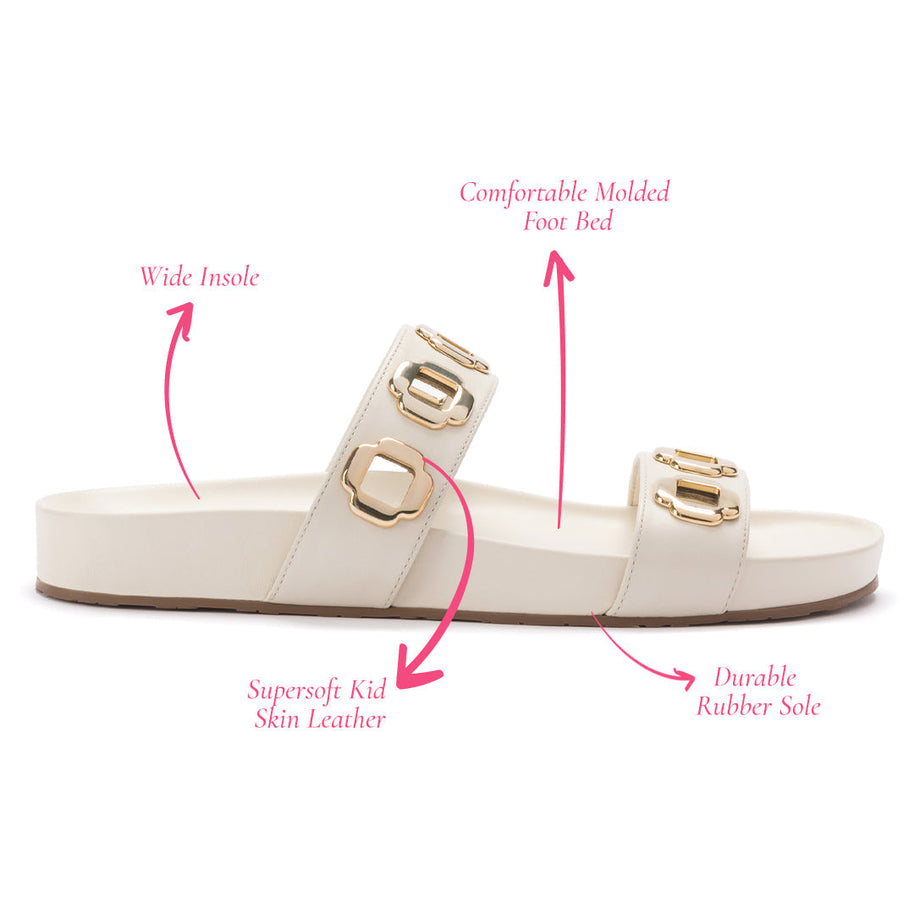 Larroude Milan Slide In Ivory Leather