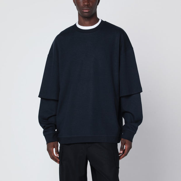 DARKPARK Navy Blue Troy Double-sleeve Top