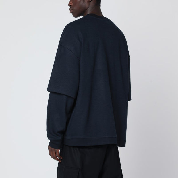 DARKPARK Navy Blue Troy Double-sleeve Top
