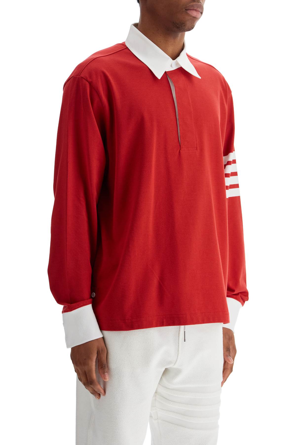 Thom Browne Red Cotton 4-Bar Polo Shirt