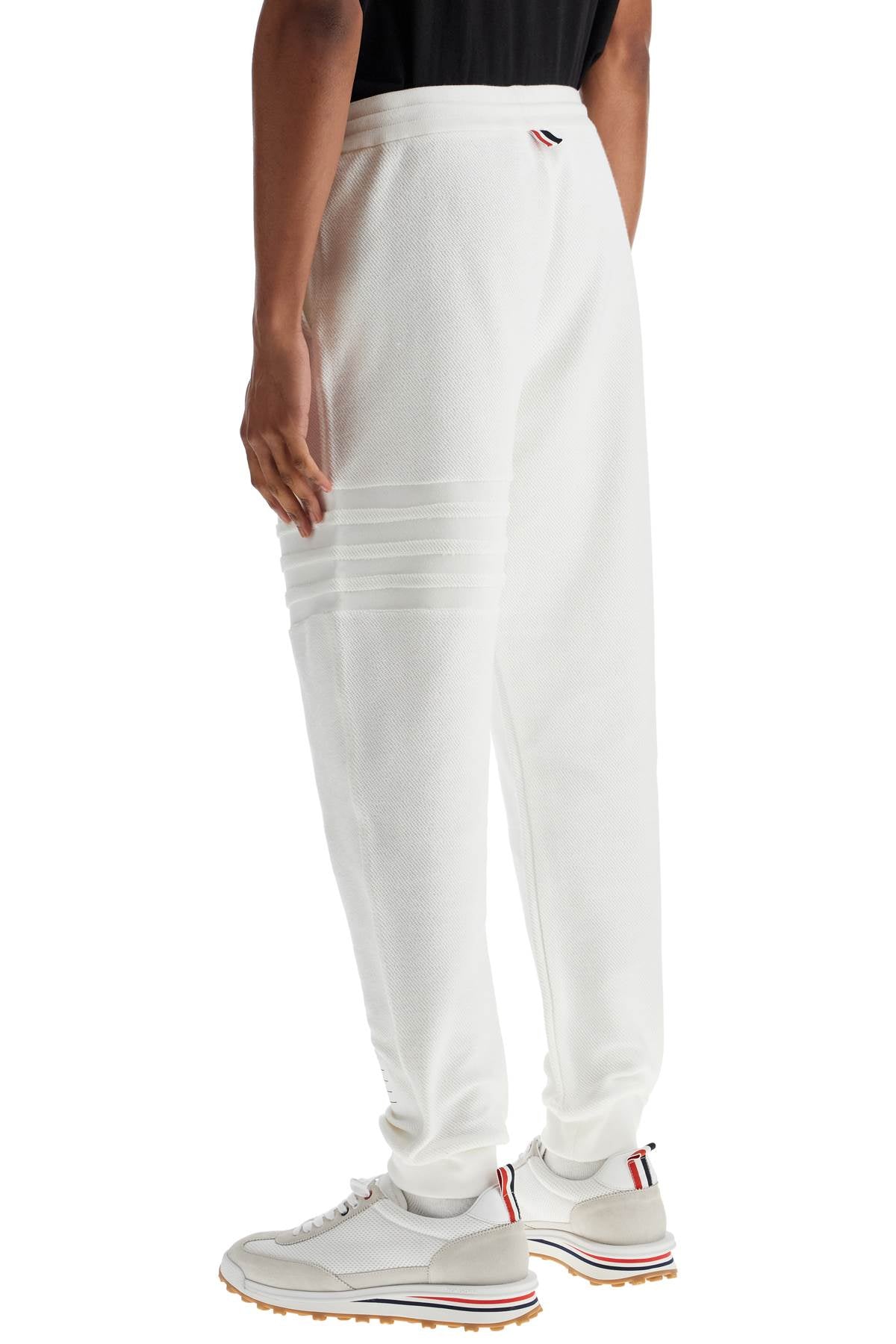 Thom Browne White Cotton Sweatpants With 4 Stripes