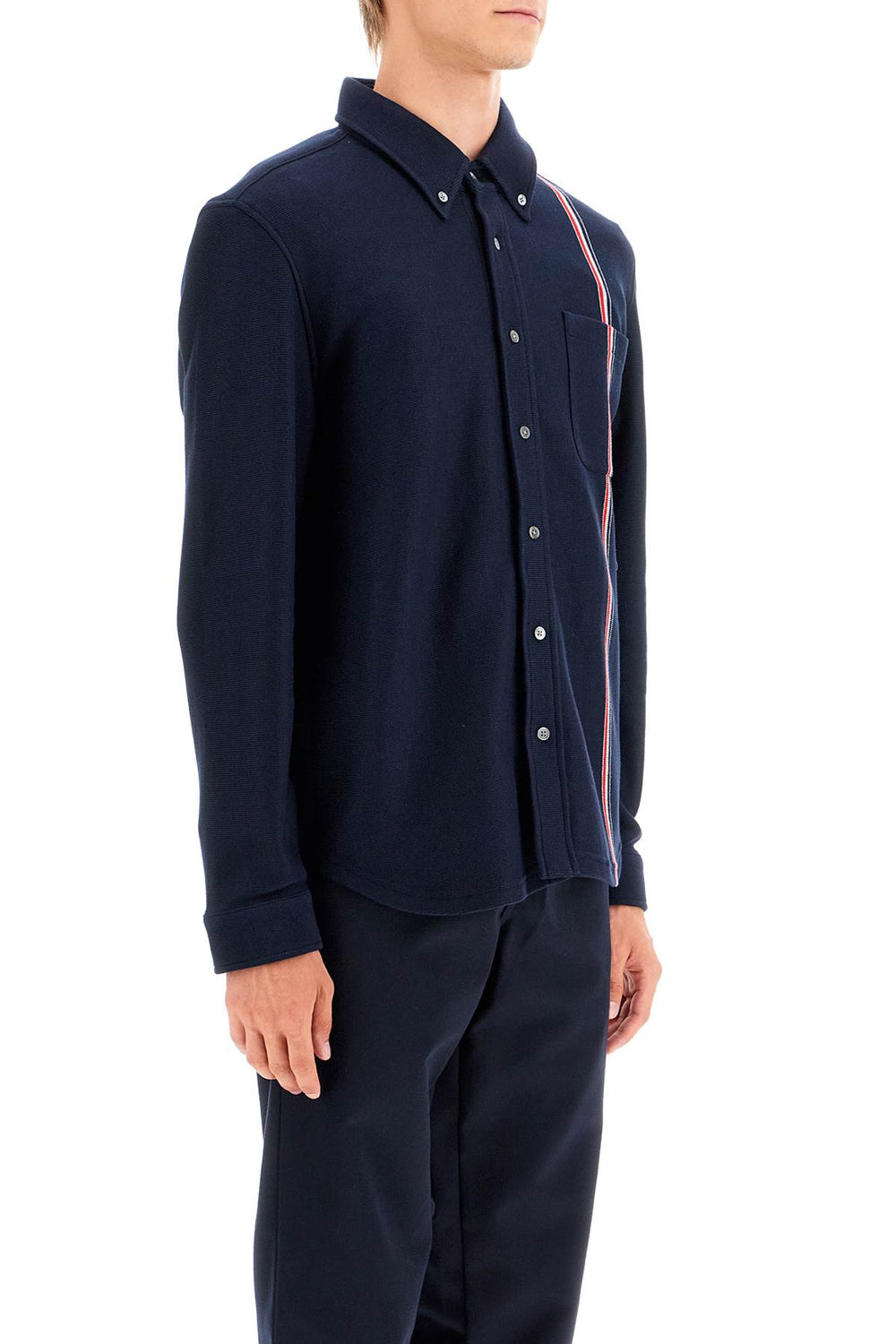 Thom Browne Button-Down Cotton Knit Overshirt