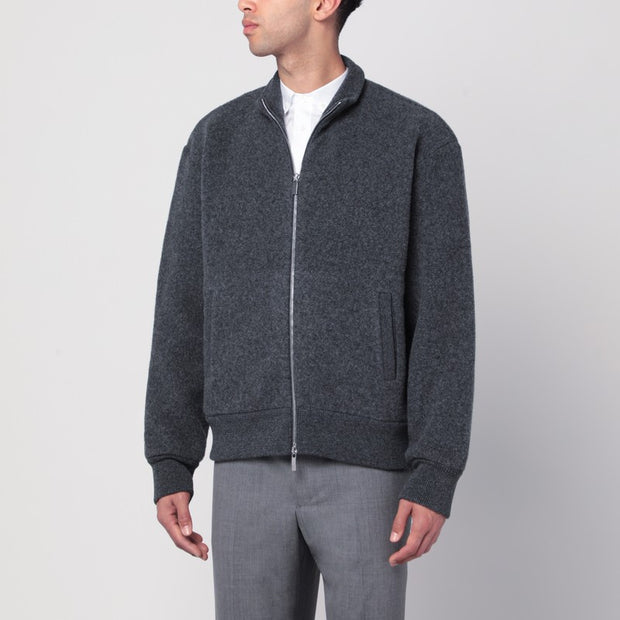 Thom Browne Grey Wool Zip-up Cardigan