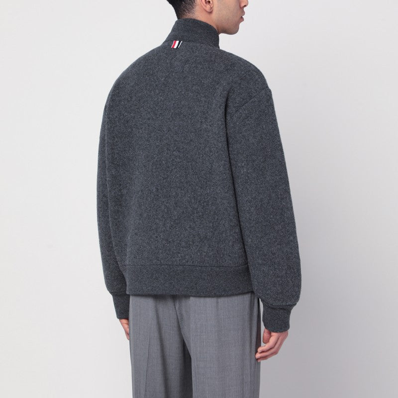 Thom Browne Grey Wool Zip-up Cardigan