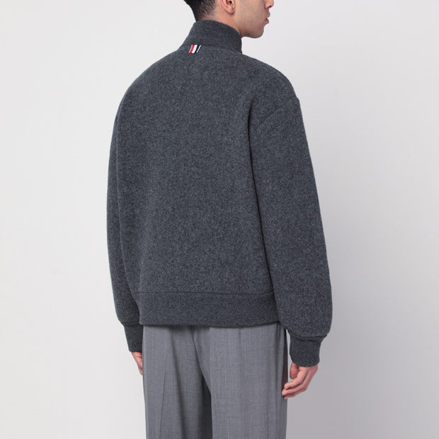 Thom Browne Grey Wool Zip-up Cardigan