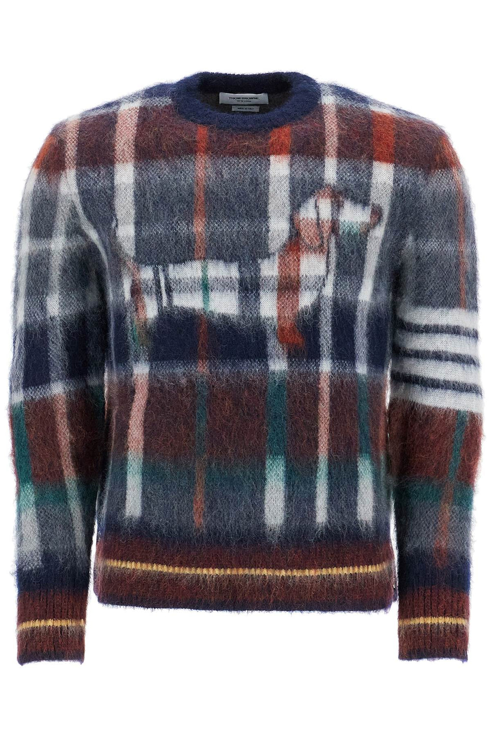 Thom Browne Brushed Mohair Tartan Sweater