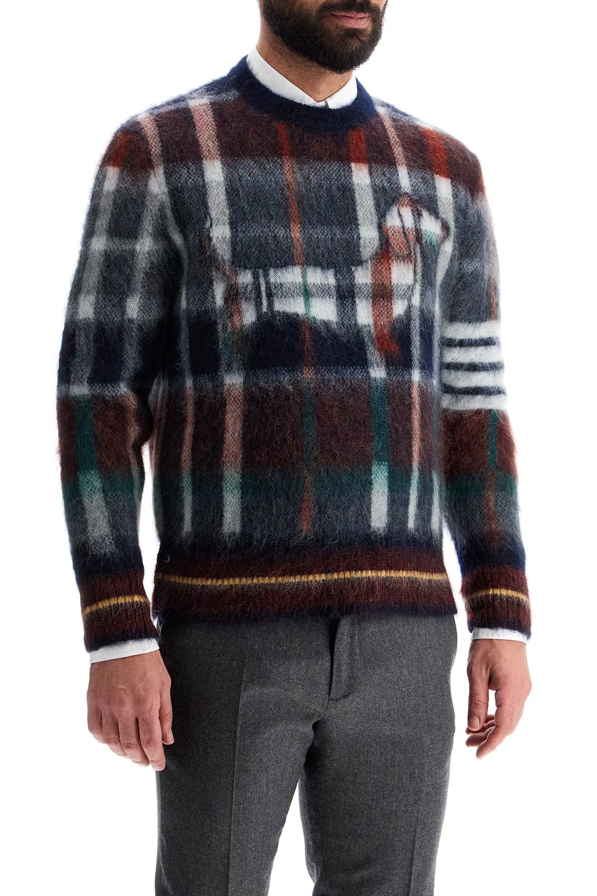 Thom Browne Brushed Mohair Tartan Sweater