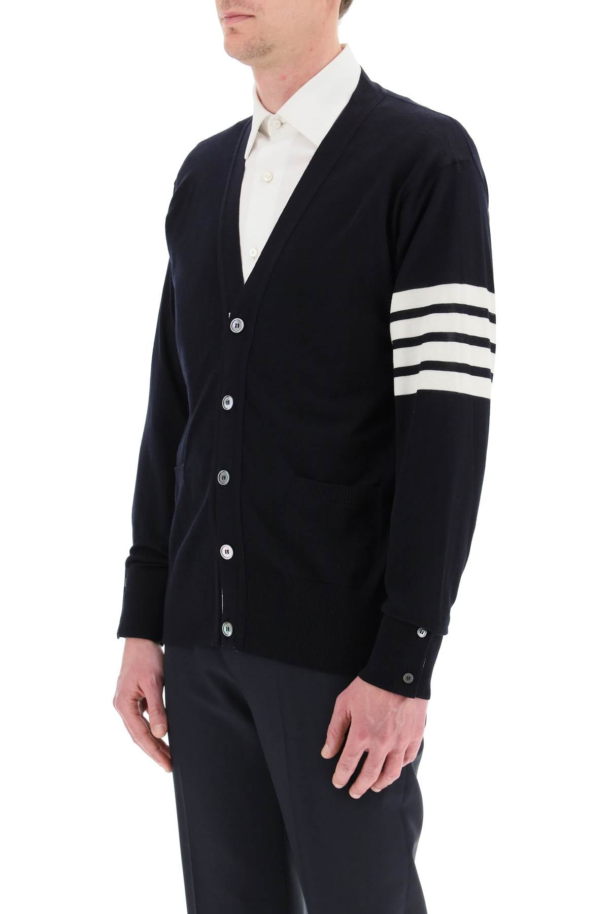 Thom Browne Merino Wool 4-bar Cardigan