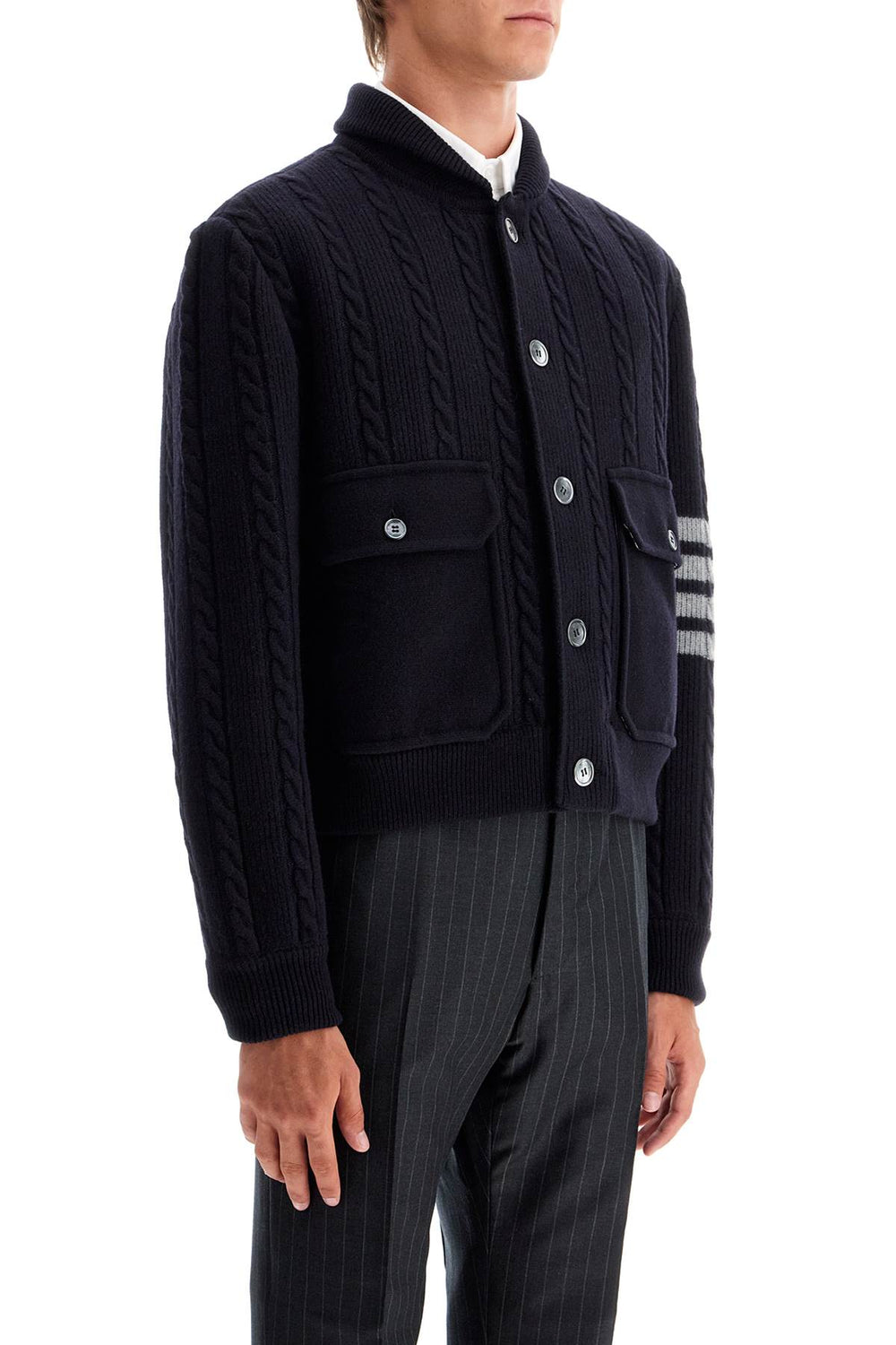 Thom Browne Wool 4-Bar Bomber Jacket