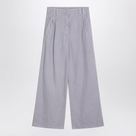 Brunello Cucinelli Wide Lilac Trousers In Linen Blend