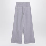Brunello Cucinelli Wide Lilac Trousers In Linen Blend