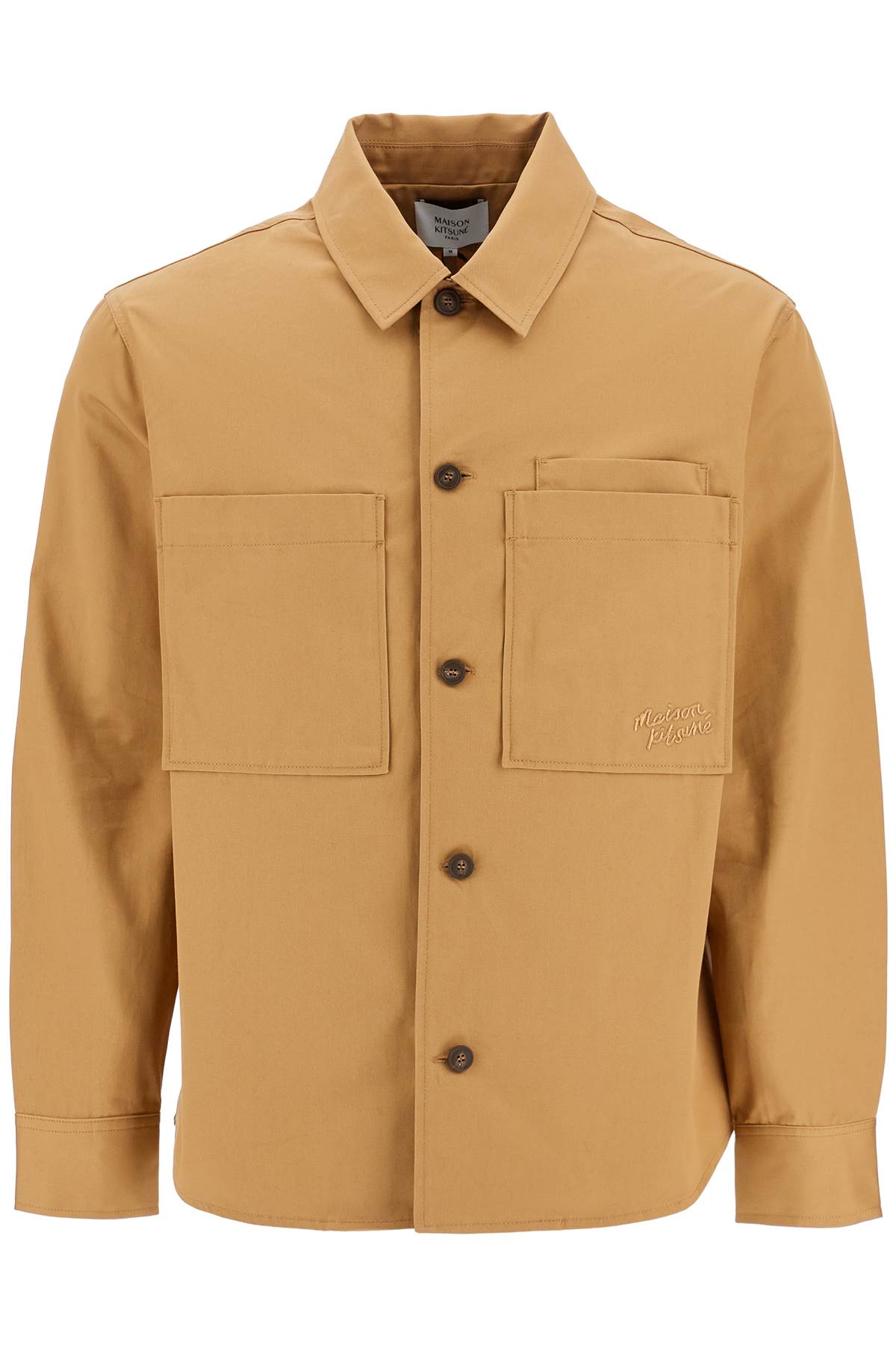 Maison Kitsune Minimalist Beige Chino Cotton Shirt