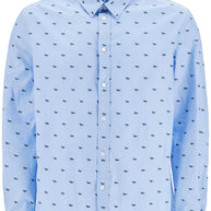 Maison Kitsune Light Blue Casual Cotton Shirt With Fox Print