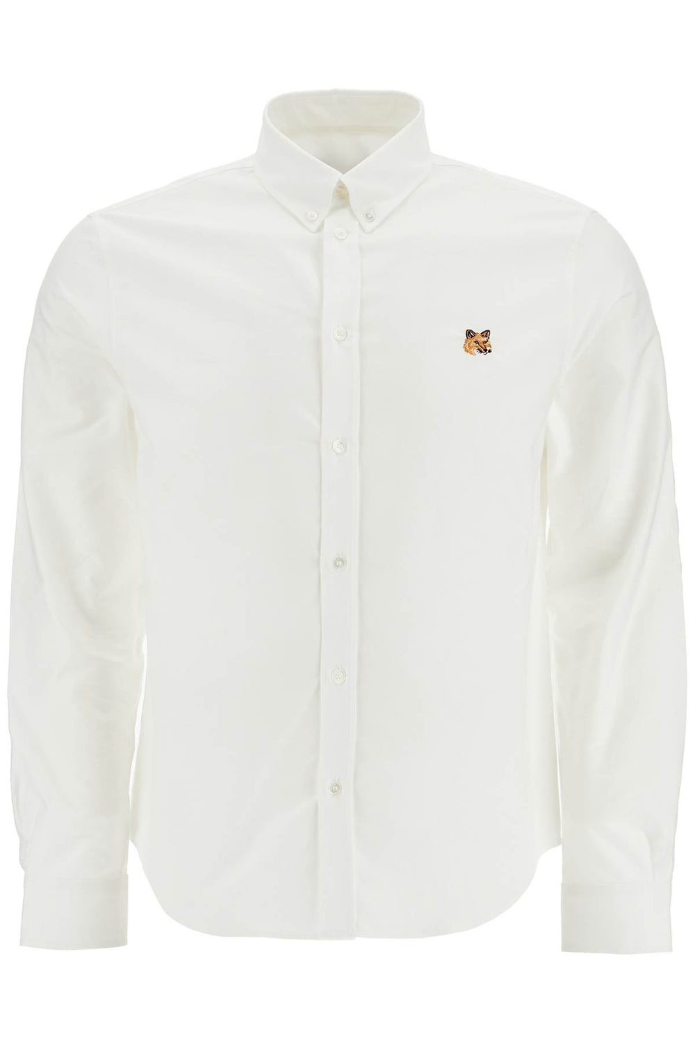 Maison Kitsune White Cotton Shirt With Fox Embroidery