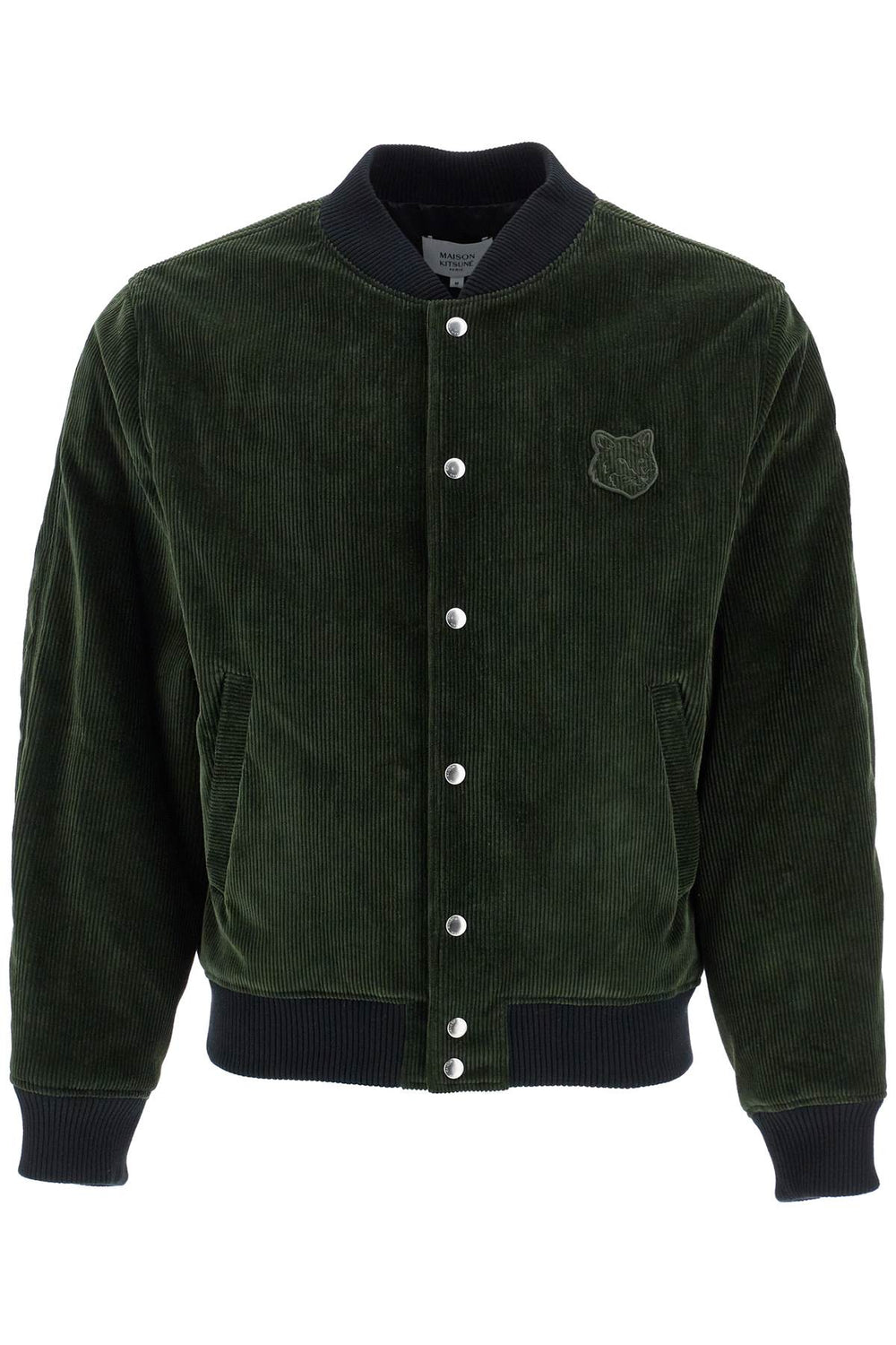 Maison Kitsune Oversized Fox Ranger Green Polyester Bomber With Embroidered Logo