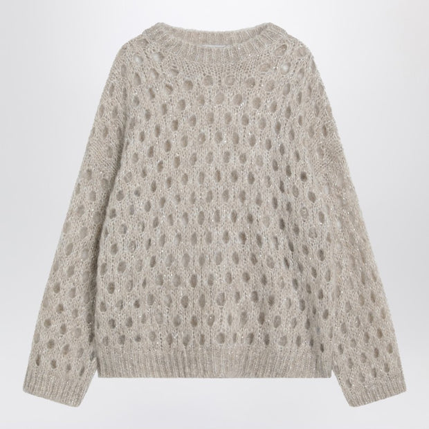 Brunello Cucinelli Beige Openwork Mohair-blend Sweater