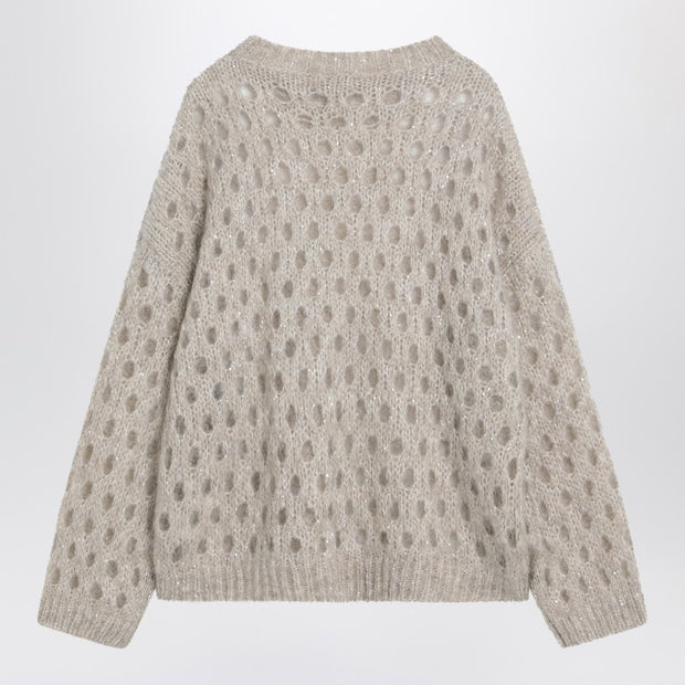 Brunello Cucinelli Beige Openwork Mohair-blend Sweater