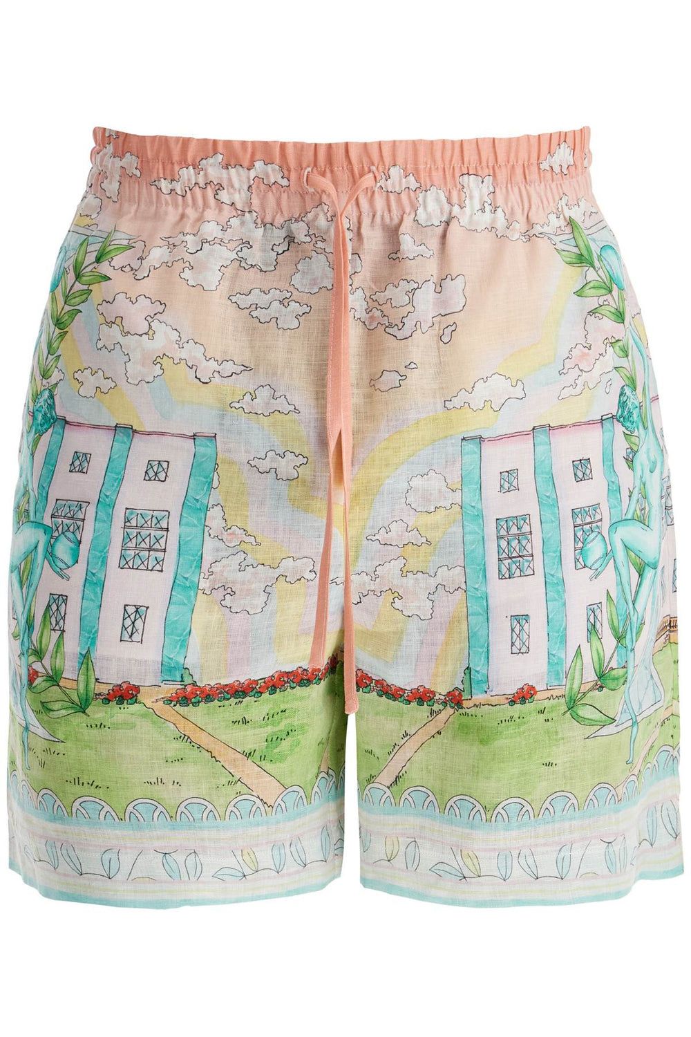 Casablanca Art Deco Linen Bermuda Shorts