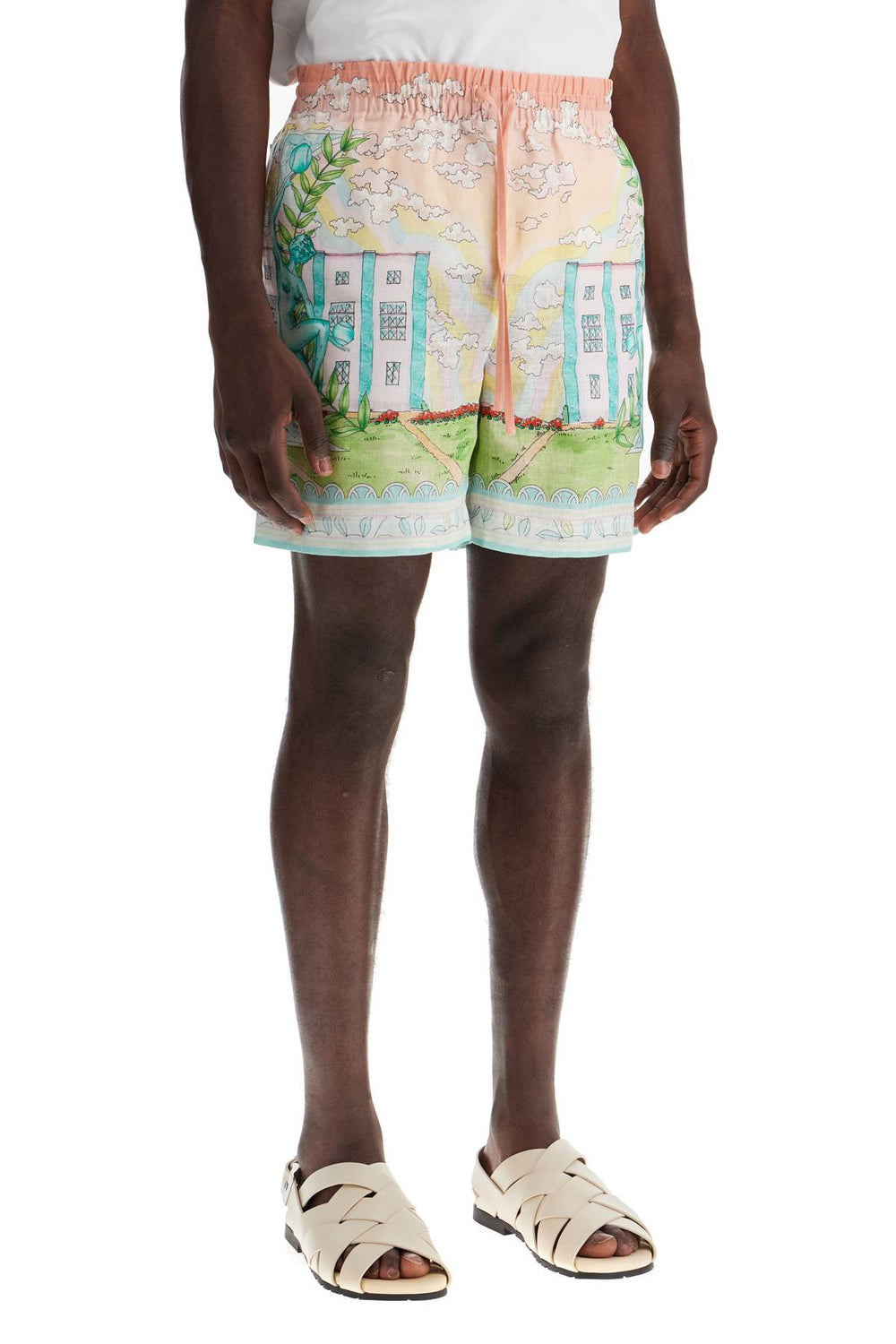 Casablanca Art Deco Linen Bermuda Shorts