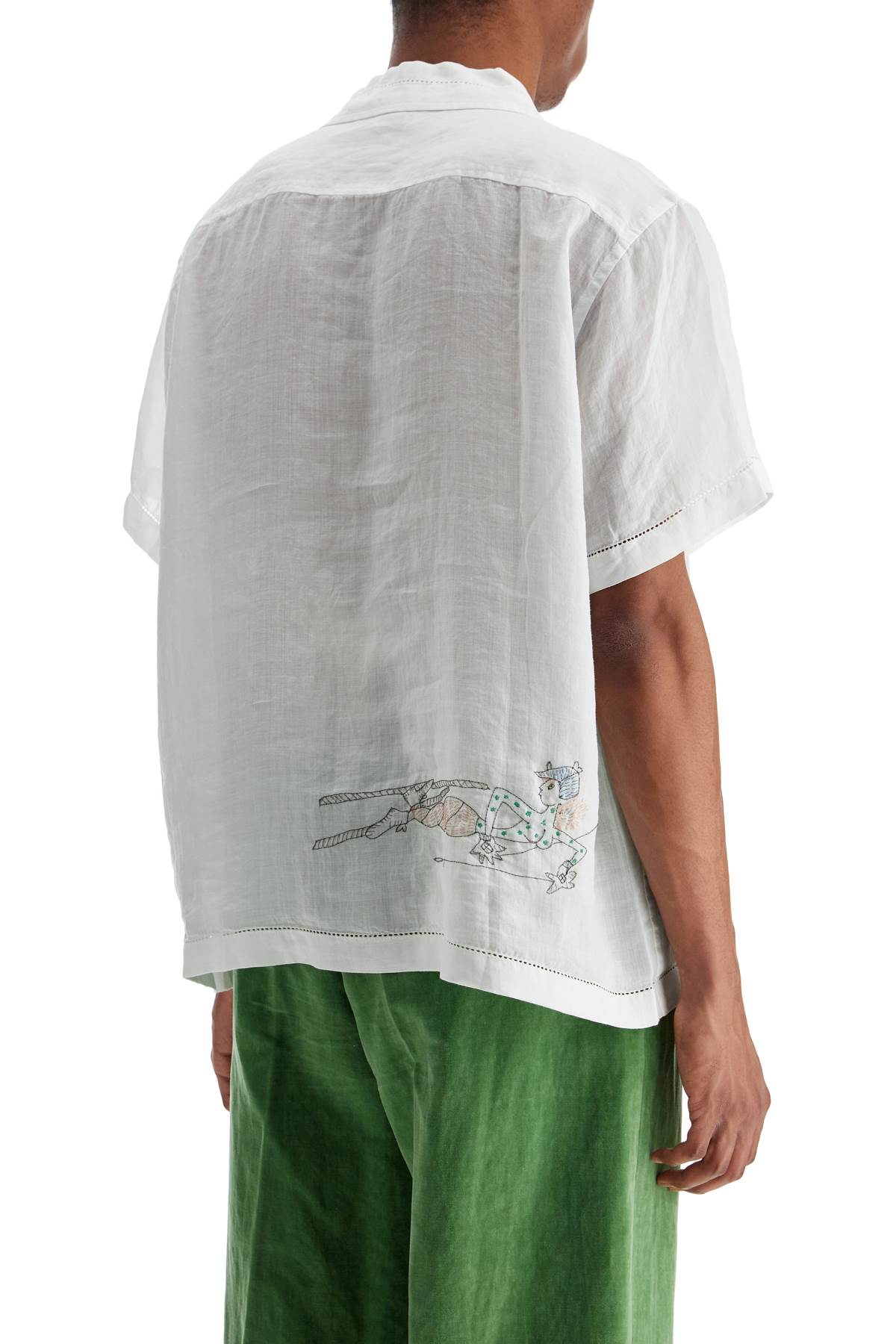 Bode Embroidered Linen Shirt