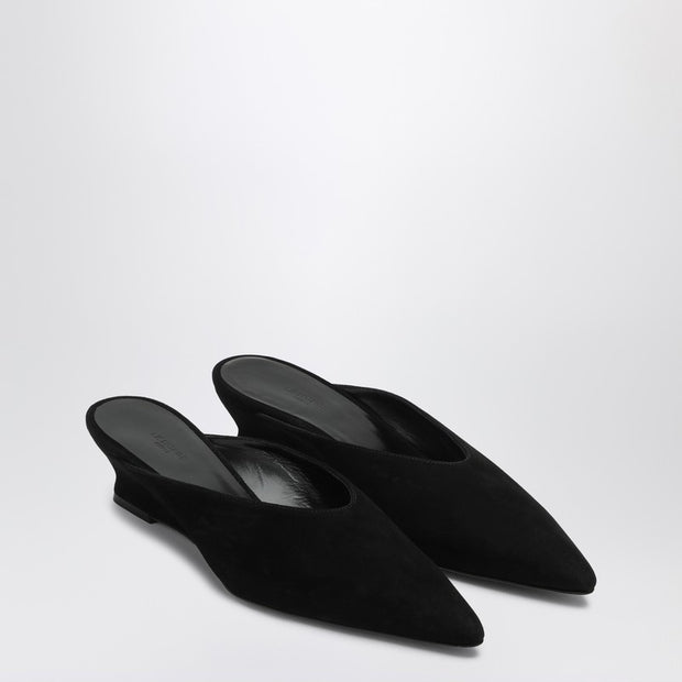 Le Monde Béryl Black Wedge Mule In Suede
