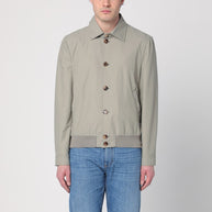Brunello Cucinelli Khaki Green Bomber Jacket In Cotton Blend
