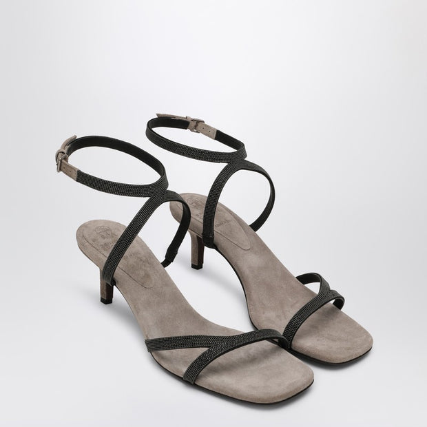 Brunello Cucinelli Sandal City Grey With Precious Straps