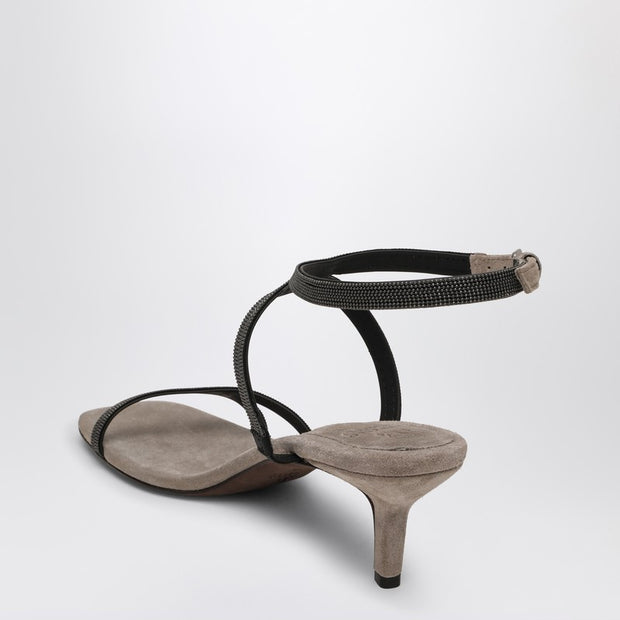 Brunello Cucinelli Sandal City Grey With Precious Straps