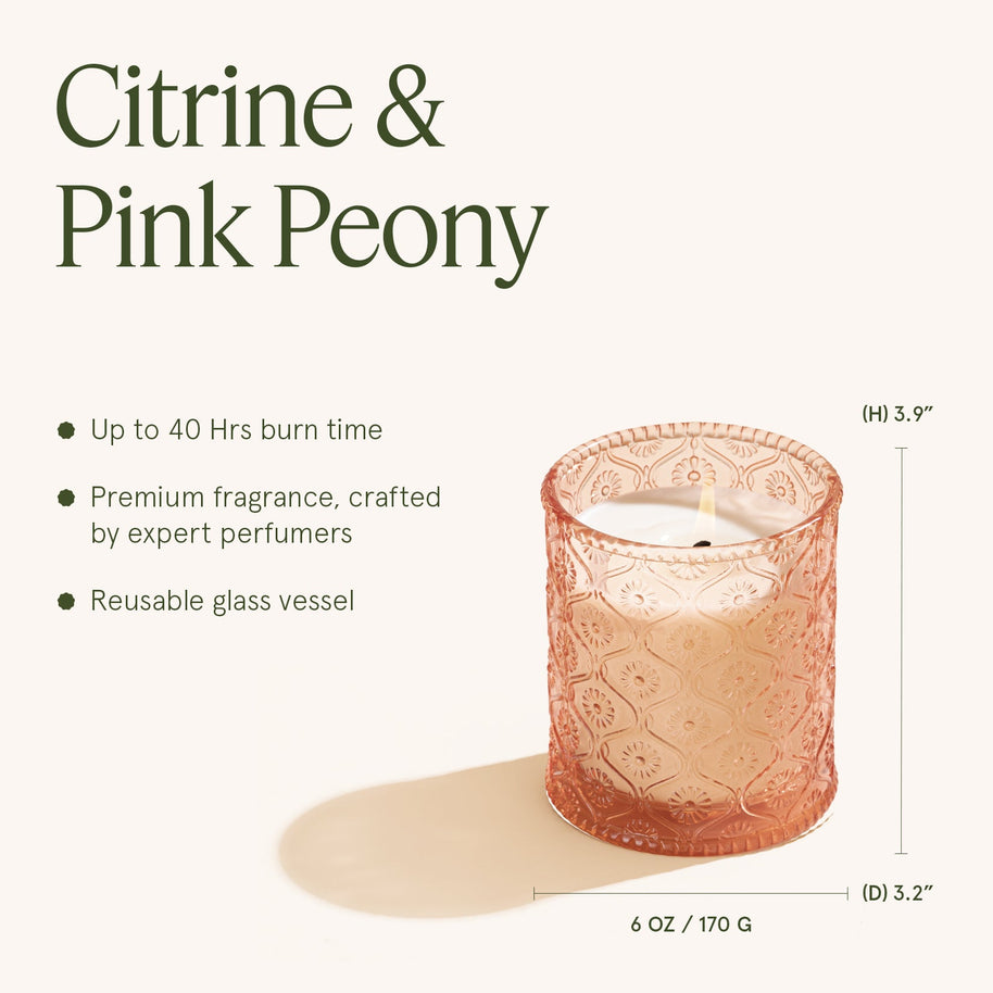 LA JOLIE MUSE Maelyn - Citrine & Pink Peony 6oz Candle