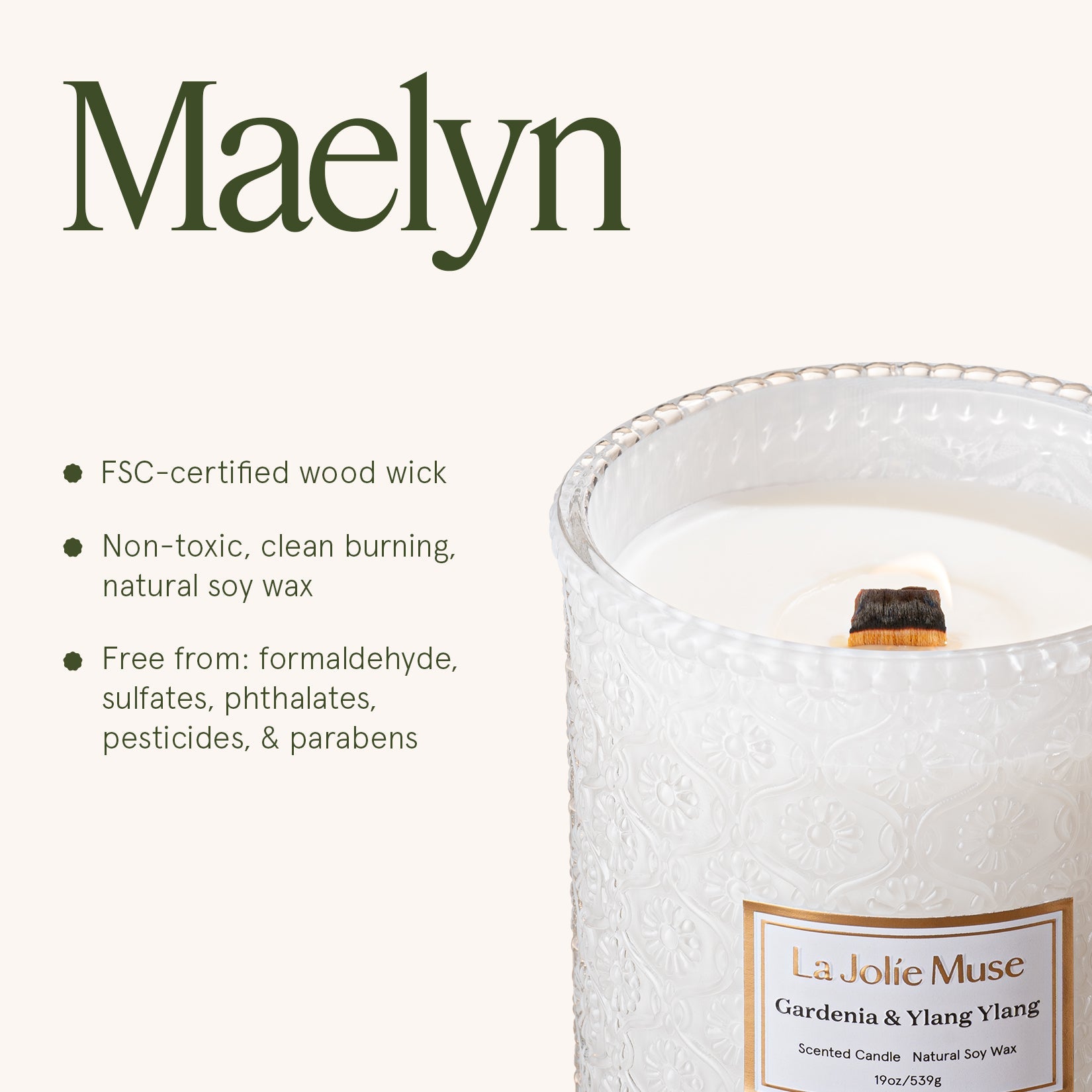 LA JOLIE MUSE Maelyn - Gardenia & Ylang Ylang 19oz Candle