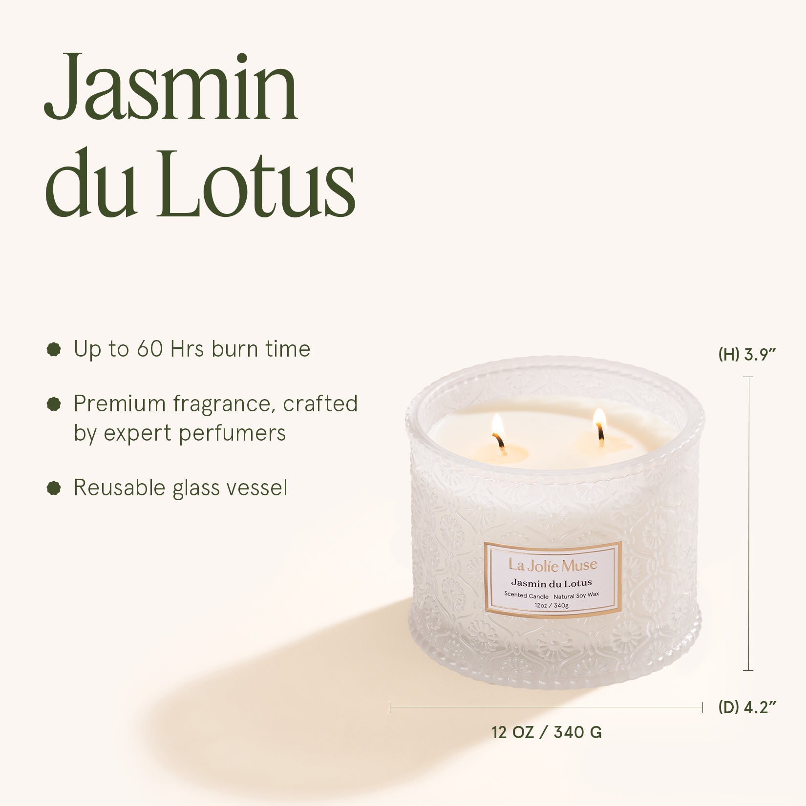 LA JOLIE MUSE Maelyn -  Jasmin Du Lotus 12oz Candle