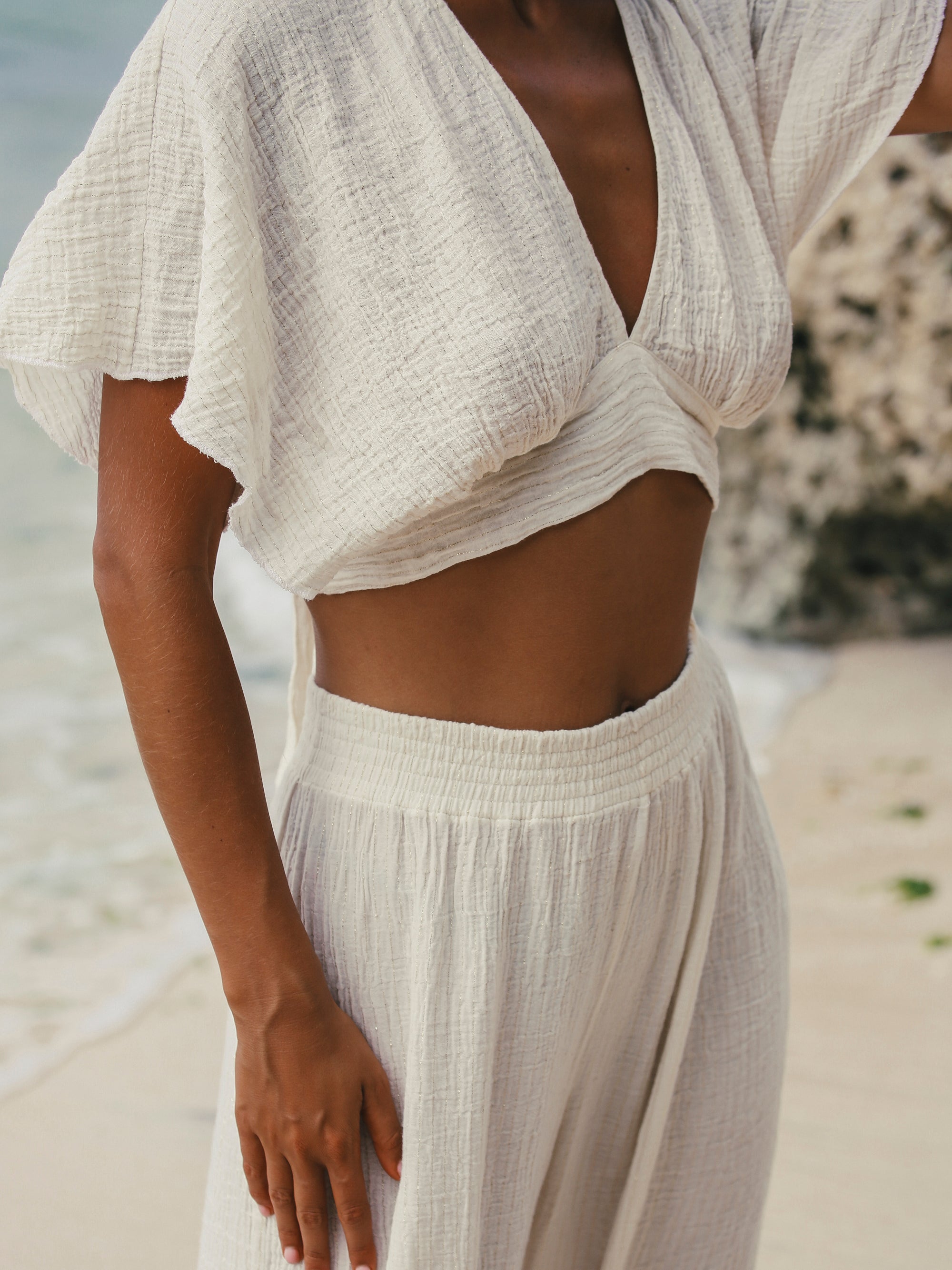 Skye Palazzo Pants - Gold Stripes
