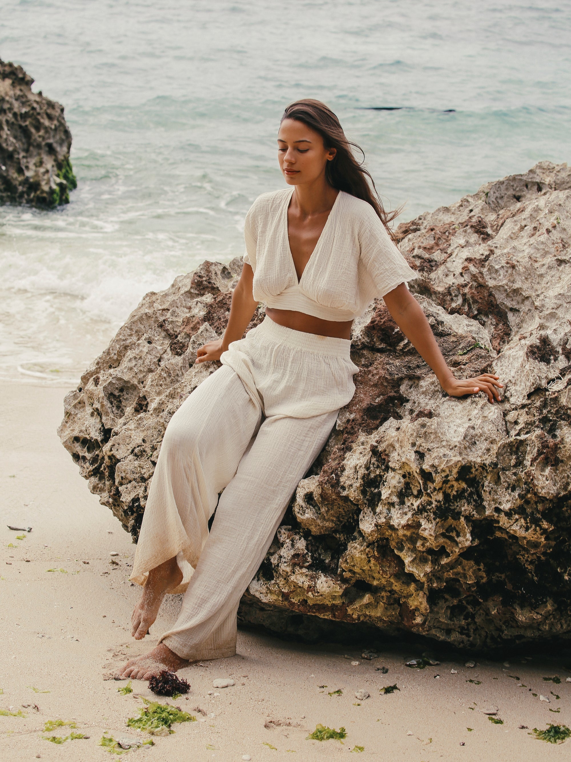 Skye Palazzo Pants - Gold Stripes