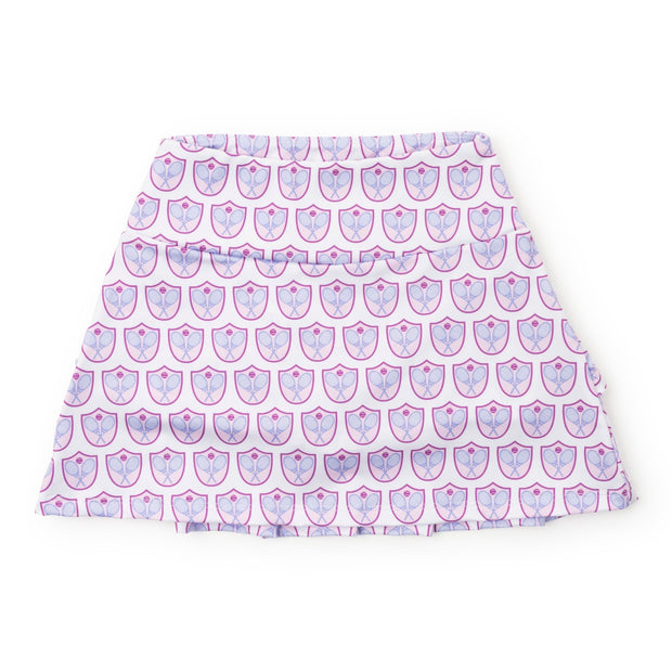 Margot Girls' Performance Skirt By LH Sport - Tennis Crest Pink