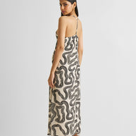 Reistor Midi Slip Dress in Black Stripes