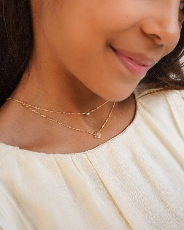 Zoe Lev Kids Mini Bezel Diamond Necklace