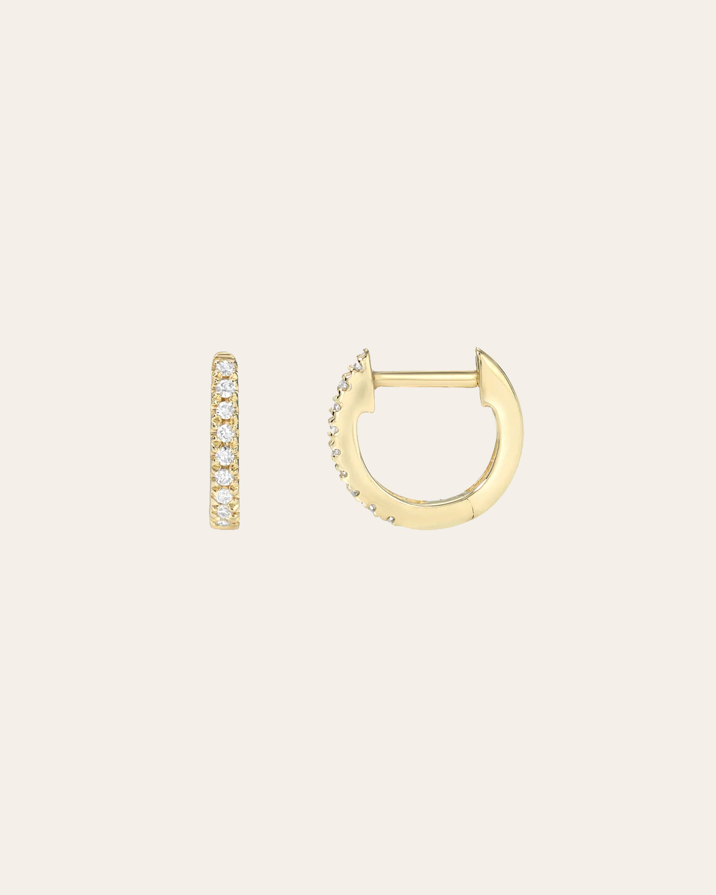 Zoe Lev Mini Diamond Huggie Earrings