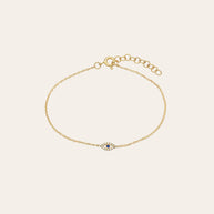 Zoe Lev 14k Gold Tiny Evil Eye With Diamonds Bracelet