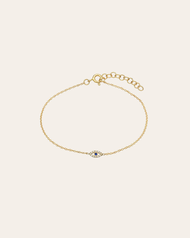 Zoe Lev 14k Gold Tiny Evil Eye With Diamonds Bracelet
