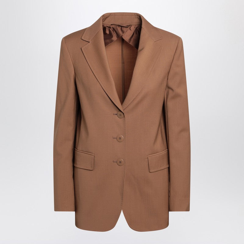 Max Mara Studio Single-breasted Jacket In Hazelnut Colour