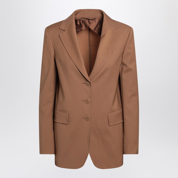 Max Mara Studio Single-breasted Jacket In Hazelnut Colour