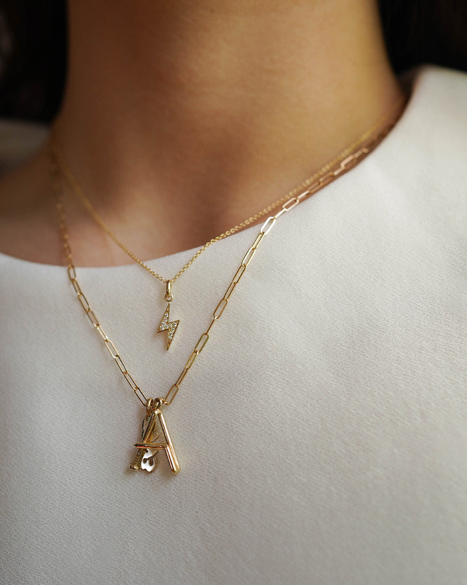 Zoe Lev Diamond Lightning Bolt Necklace