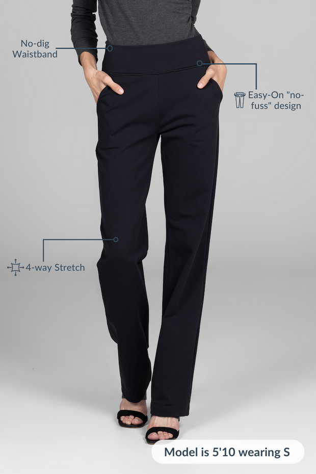 KiraGrace NINA STRAIGHT LEG PANT: BLACK