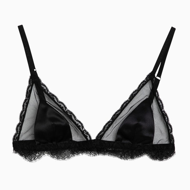 Dolce & Gabbana Black Silk Satin And Lace Bra