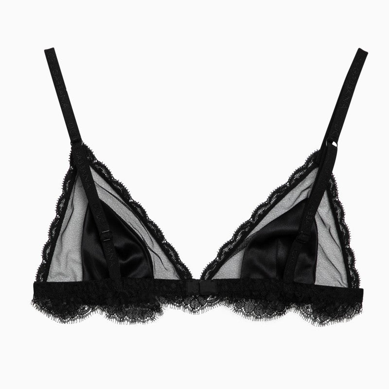 Dolce & Gabbana Black Silk Satin And Lace Bra