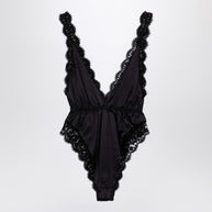 Dolce & Gabbana Black Silk-blend And Lace Bodysuit