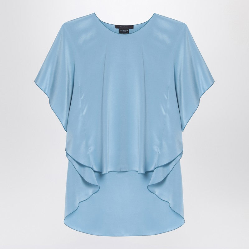 Max Mara Pianoforte Light Blue Flowy Silk Blouse